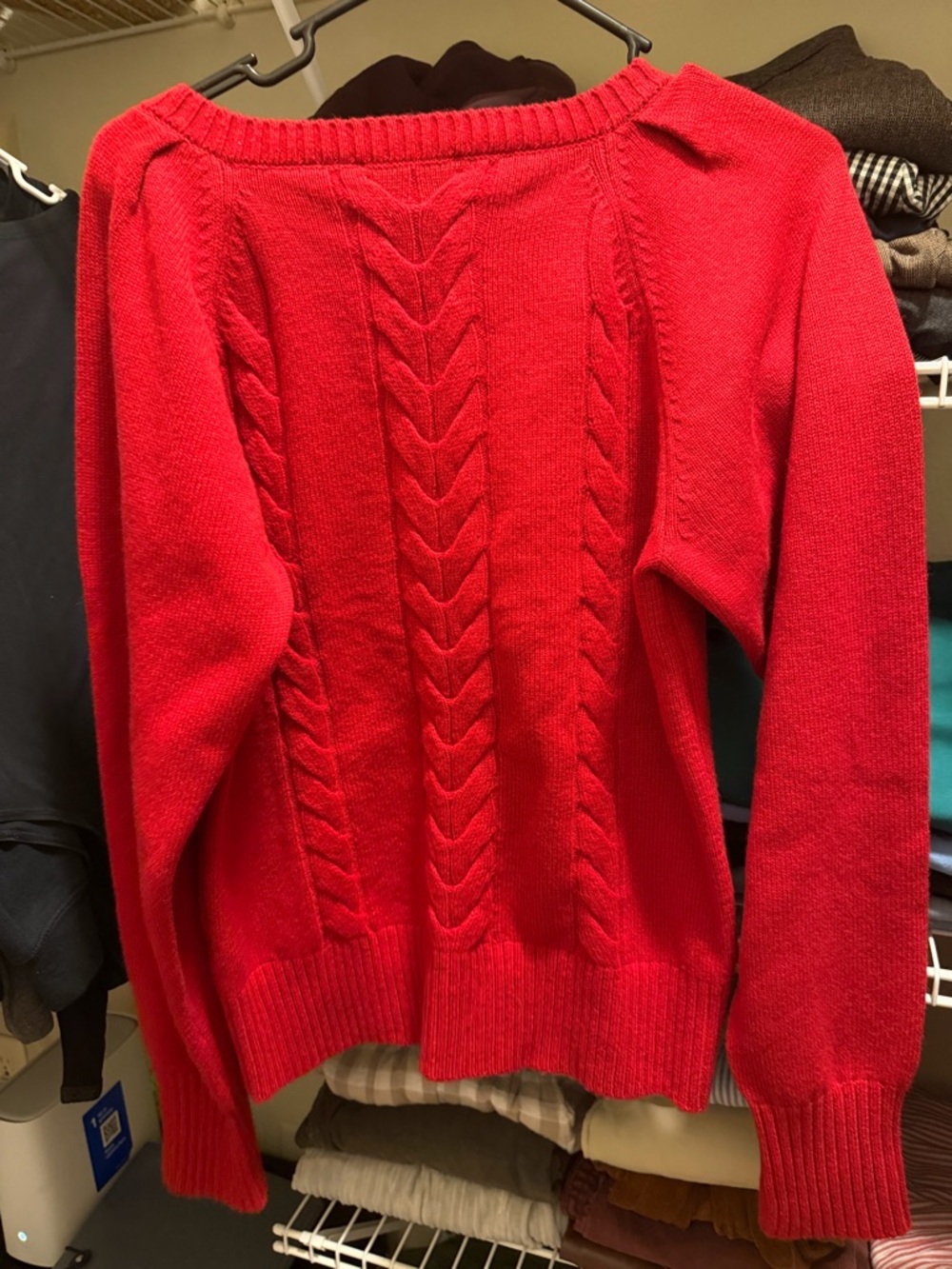 Madewell Cherry Red V-Neck Cable Knit Sweater - Picture 4 of 4